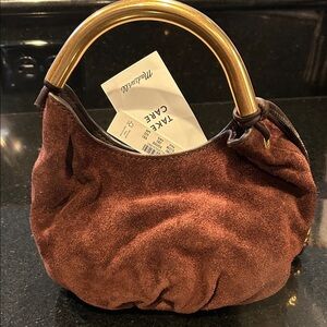 Madewell Suede Mini Bag with Gold Accent